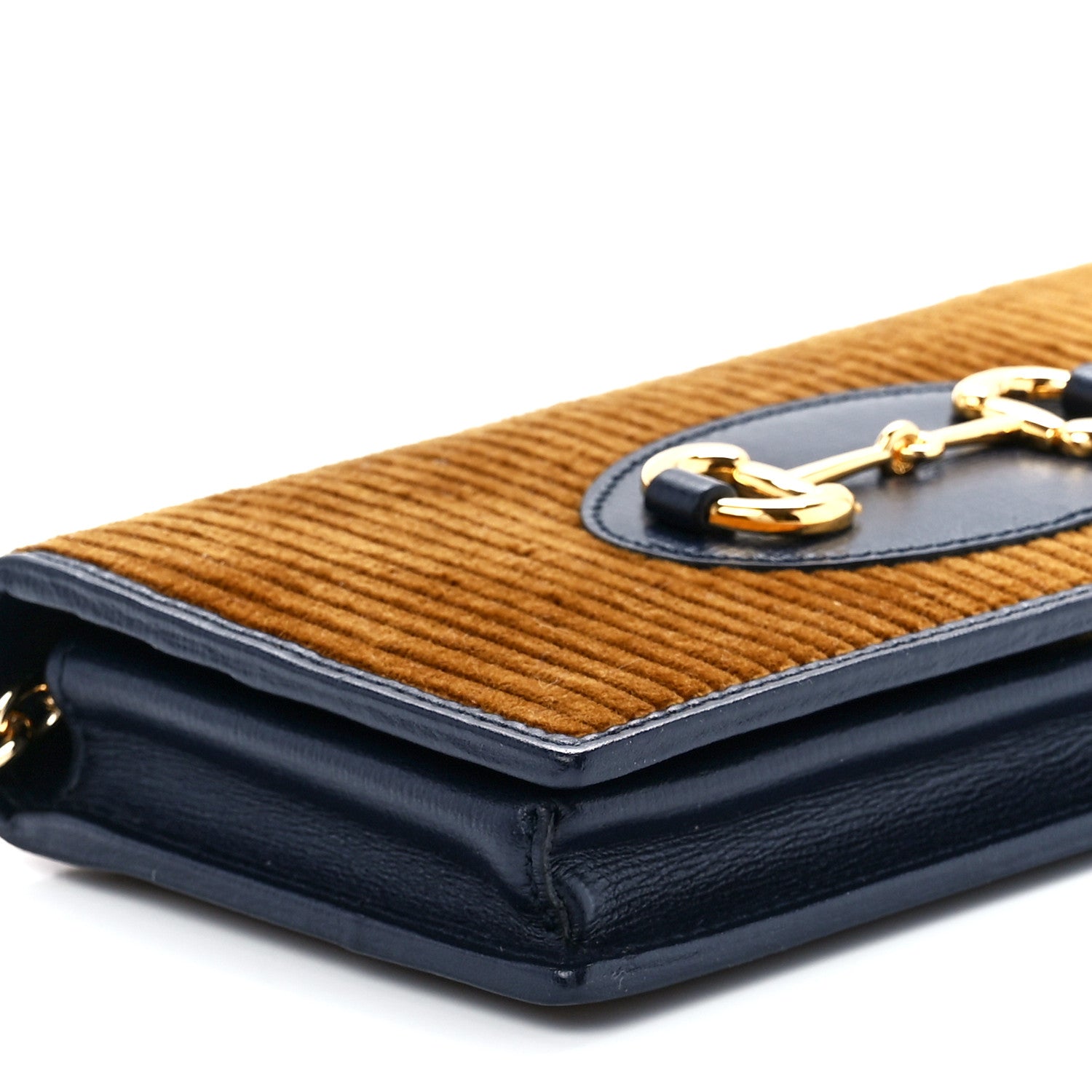 Gucci Lanzo Stretch Cord Azalea Calfskin Horsebit 1955 Wallet On Chain New Mud Blue 10 of 11