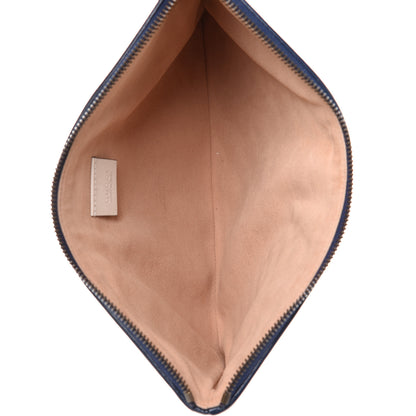 Gucci Vintage Effect Calfskin Matelasse Diagonal Torchon GG Marmont Zip Pouch Mystic White Blue Agata 5 of 8
