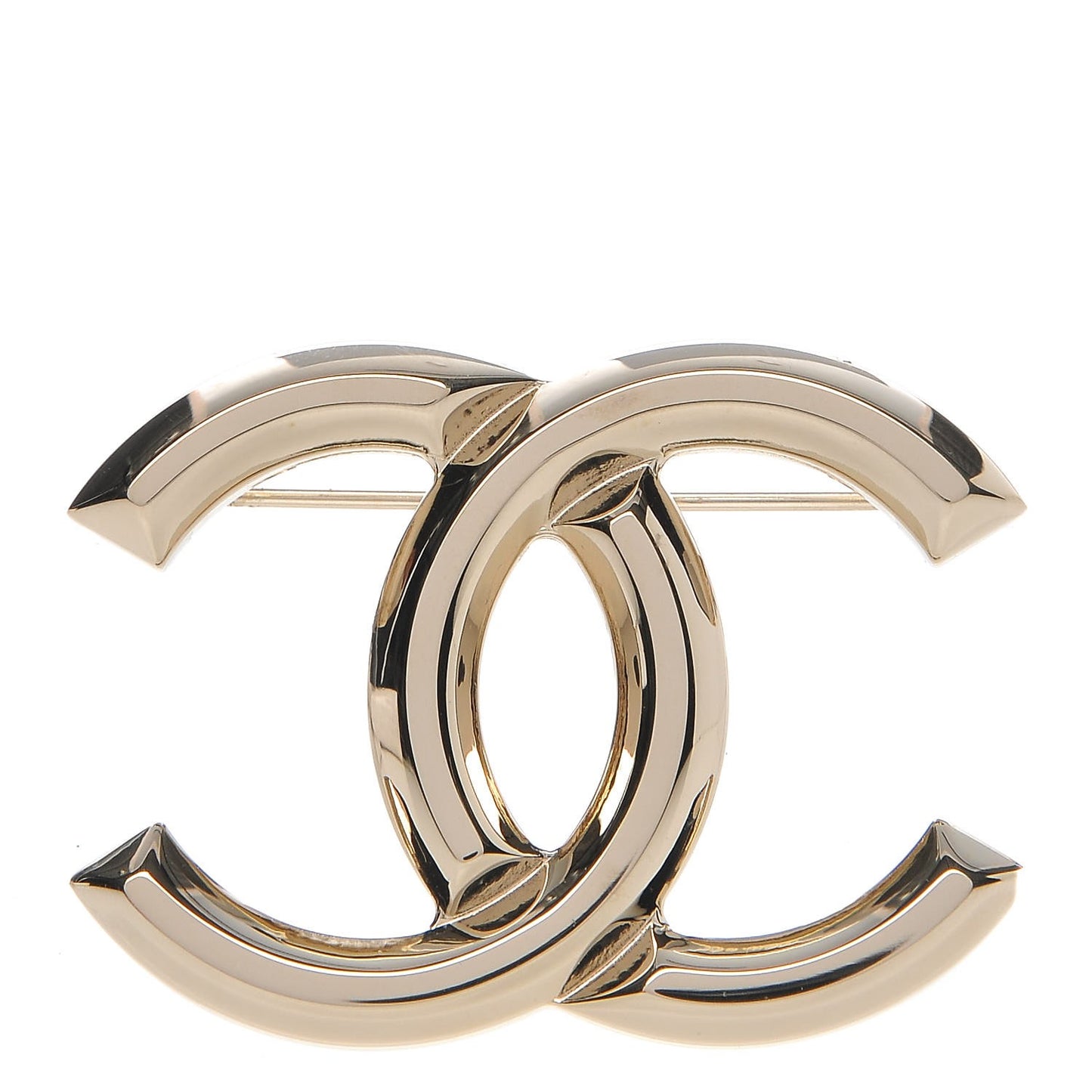 Metal CC Brooch Light Gold