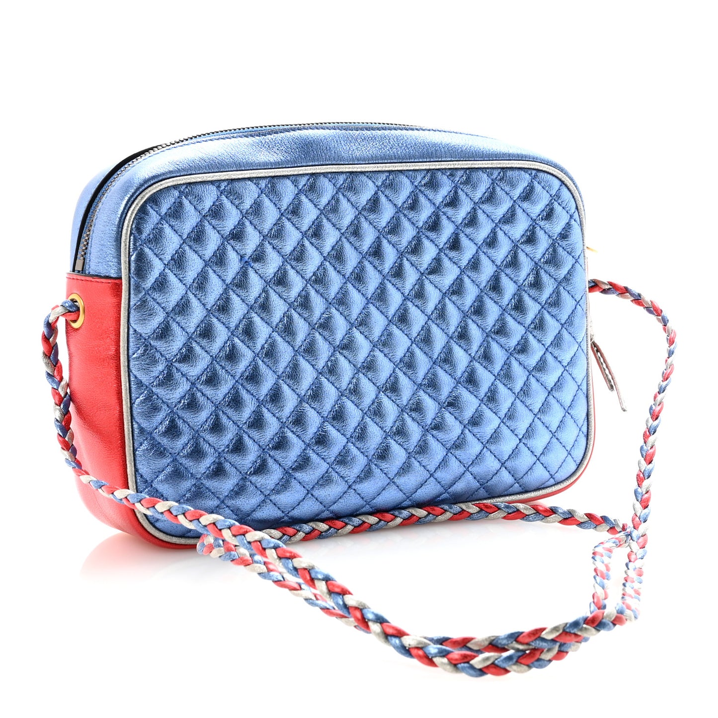 Laminated Nappa Trapuntata Small Zumi Shoulder Bag Rosso Marine Argento