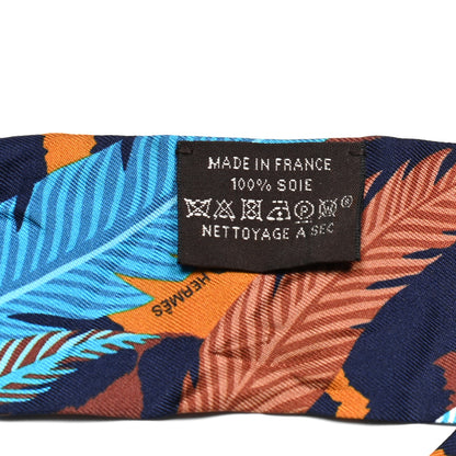 Hermes Silk Jaguar Quetzal Twilly Brun Bleu Orange 3 of 4