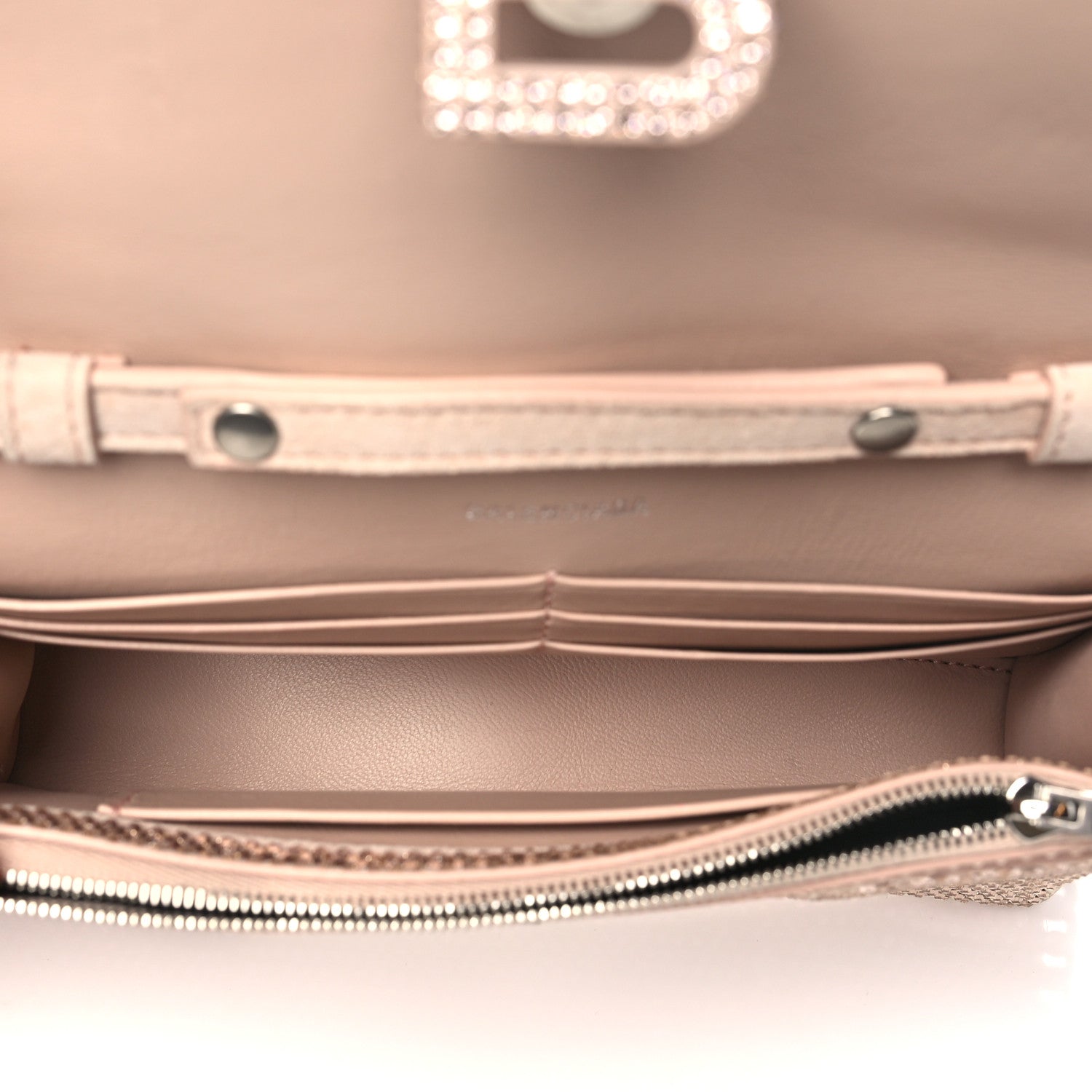 Balenciaga Strass Suede Crystal Hourglass Chain Bag Rose Gold 5 of 9