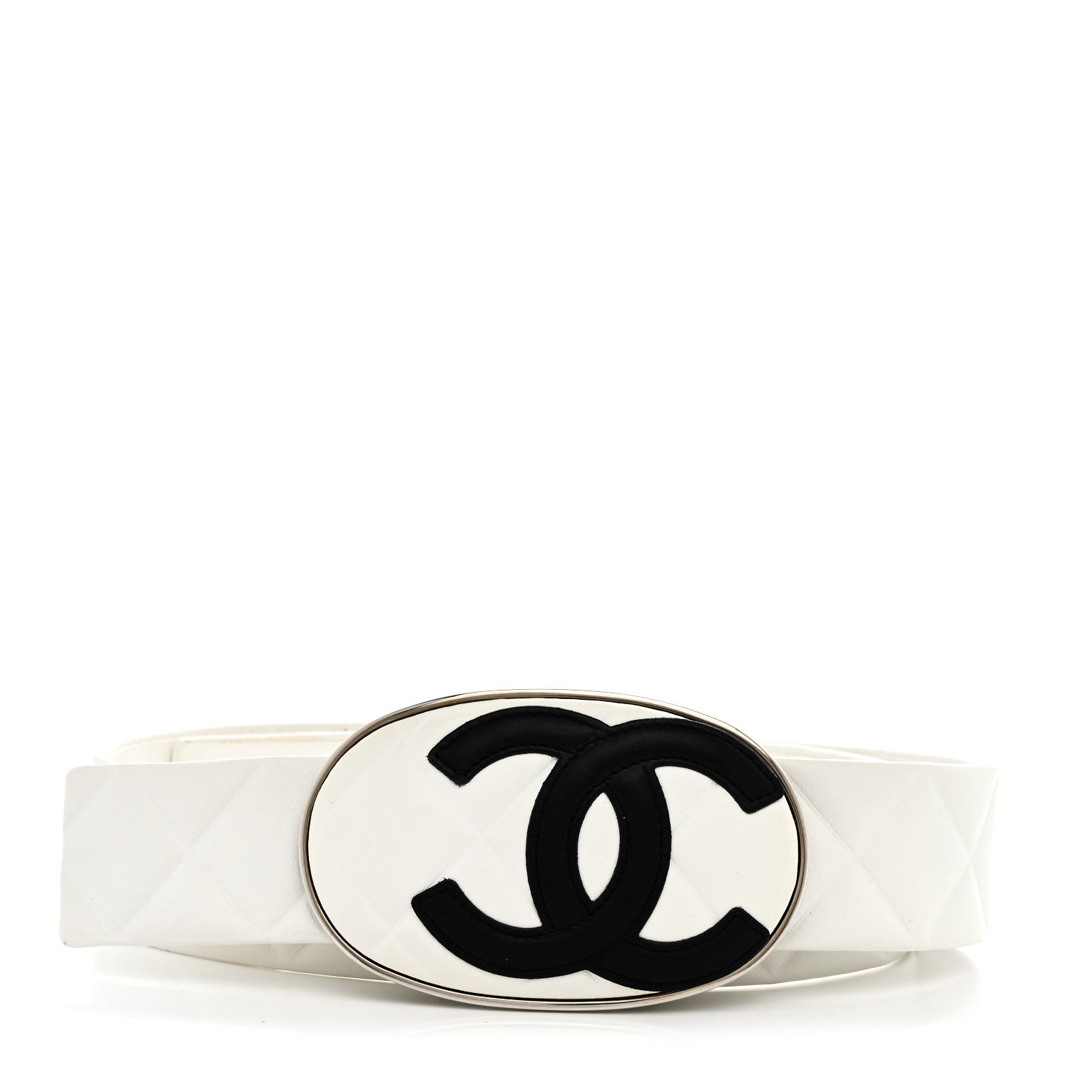 Chanel Lambskin Quilted CC Belt 80 32 White 1 of 10