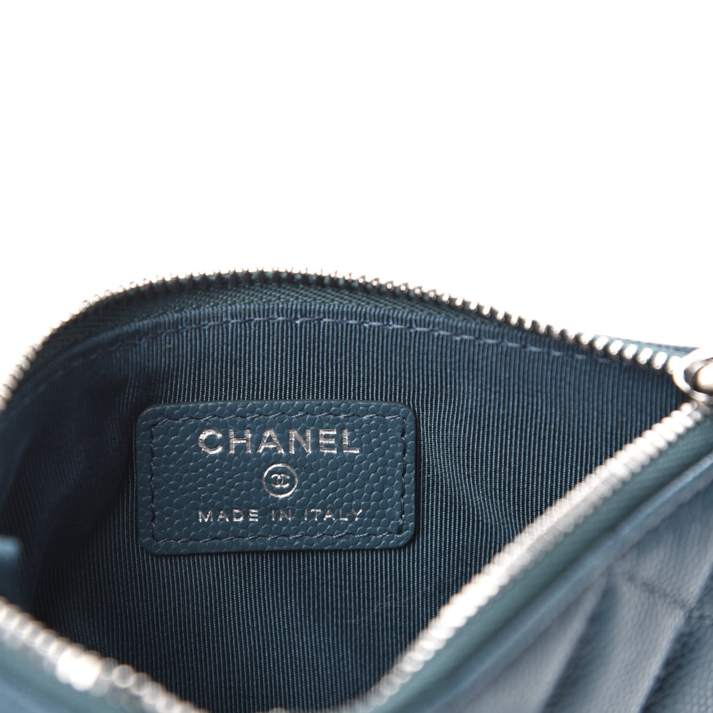 Caviar Quilted Small Cosmetic Case Dark Turquoise