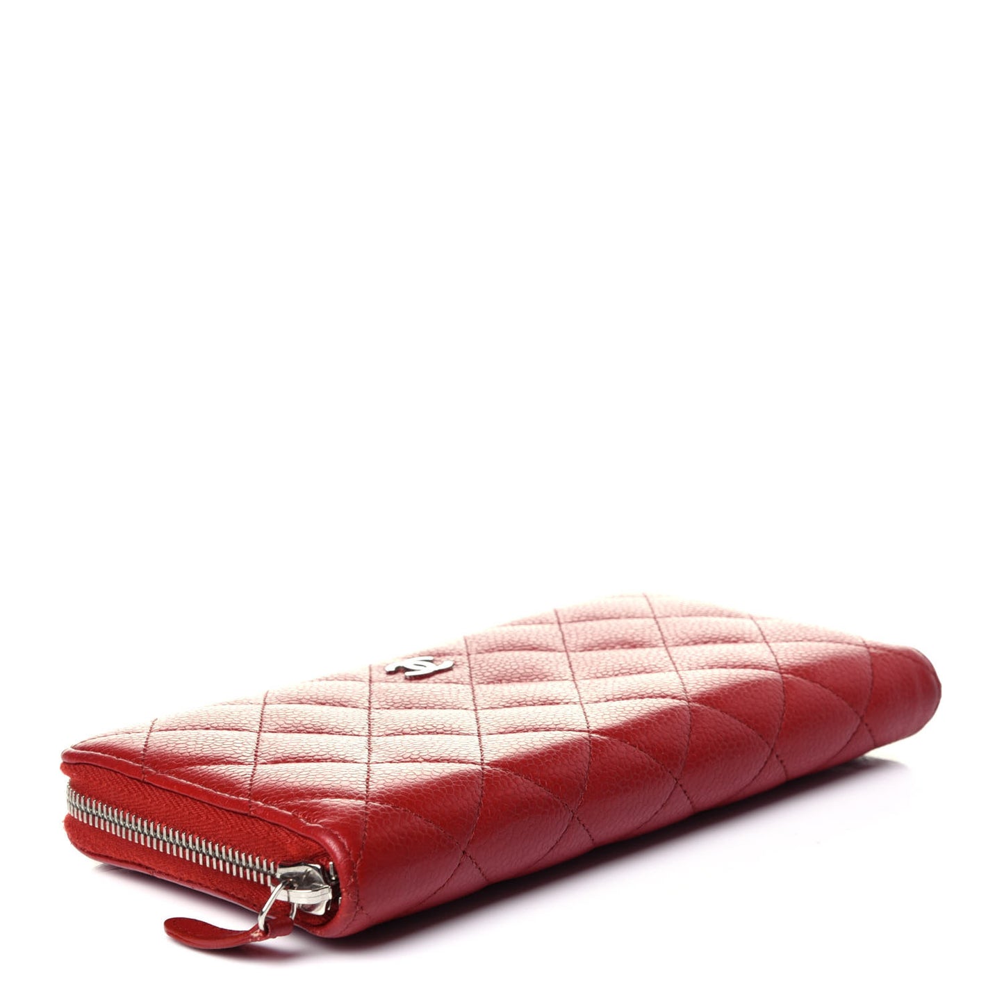 Caviar Quilted Large Gusset Zip Around Wallet Red