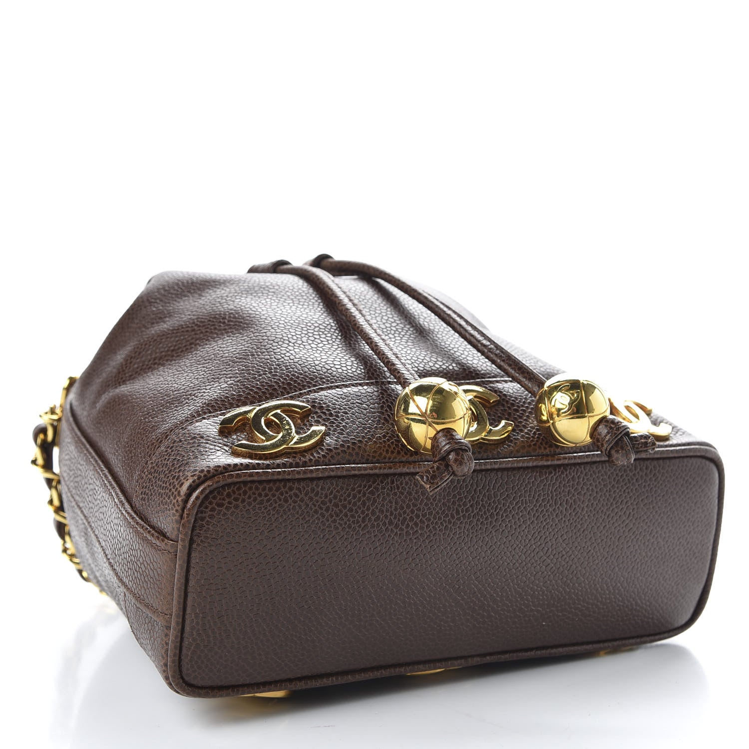 Chanel Caviar Drawstring Bucket Bag Brown 5 of 13
