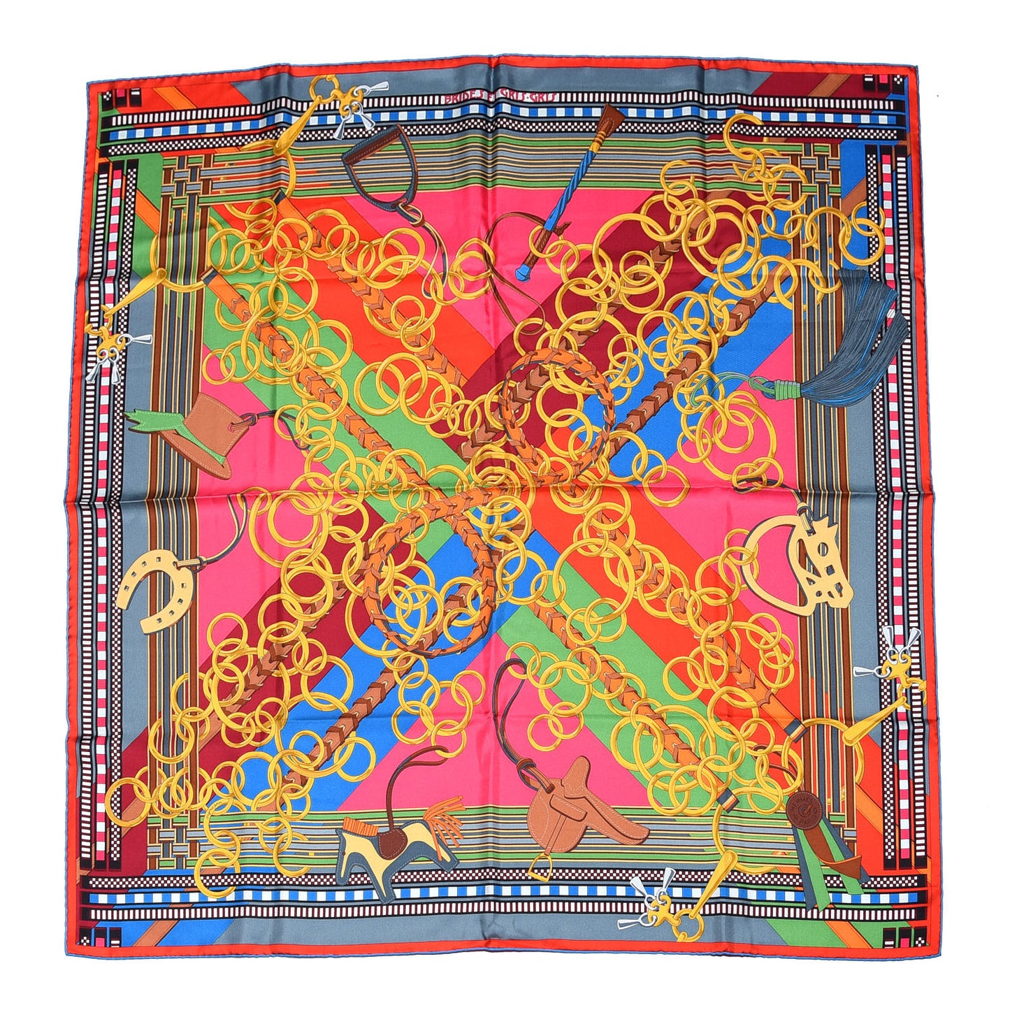 Silk Brides Et Gris Gris Scarf 90 Rose Vif Cobalt Vert