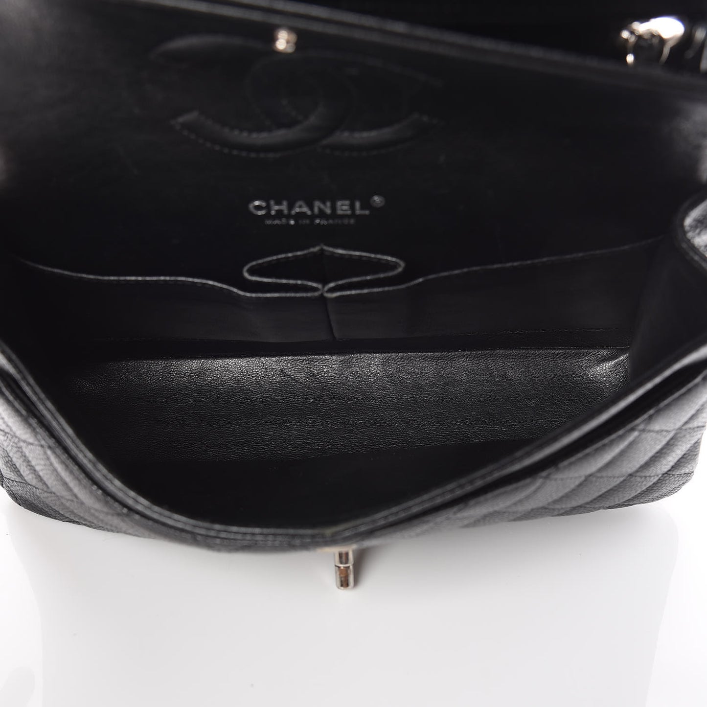 Caviar Quilted Medium Double Flap Black