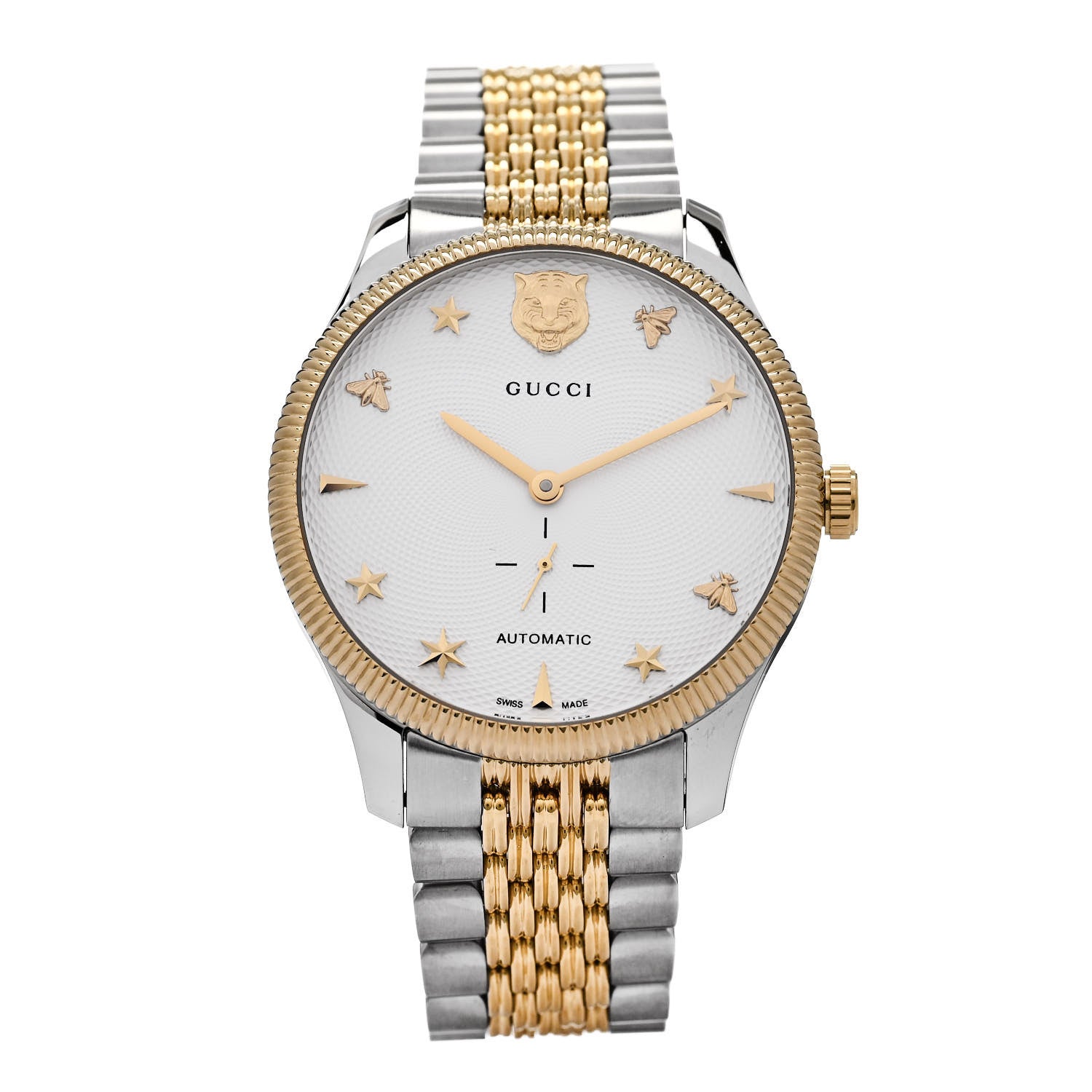 Gucci Stainless Steel 40mm G-Timeless Two Tone Charm Automatic Watch 1 of 5