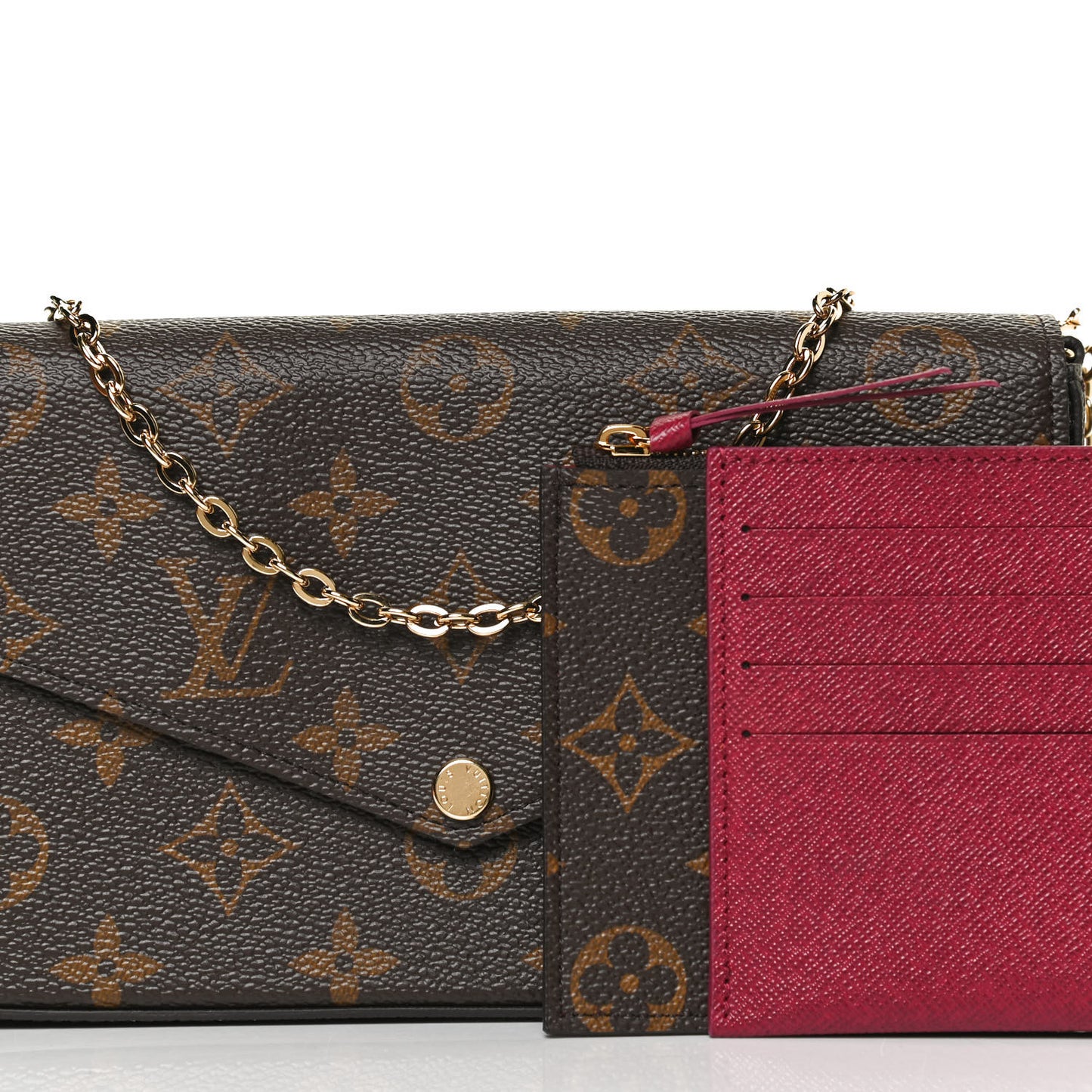 Monogram Pochette Felicie Chain Wallet Fuchsia
