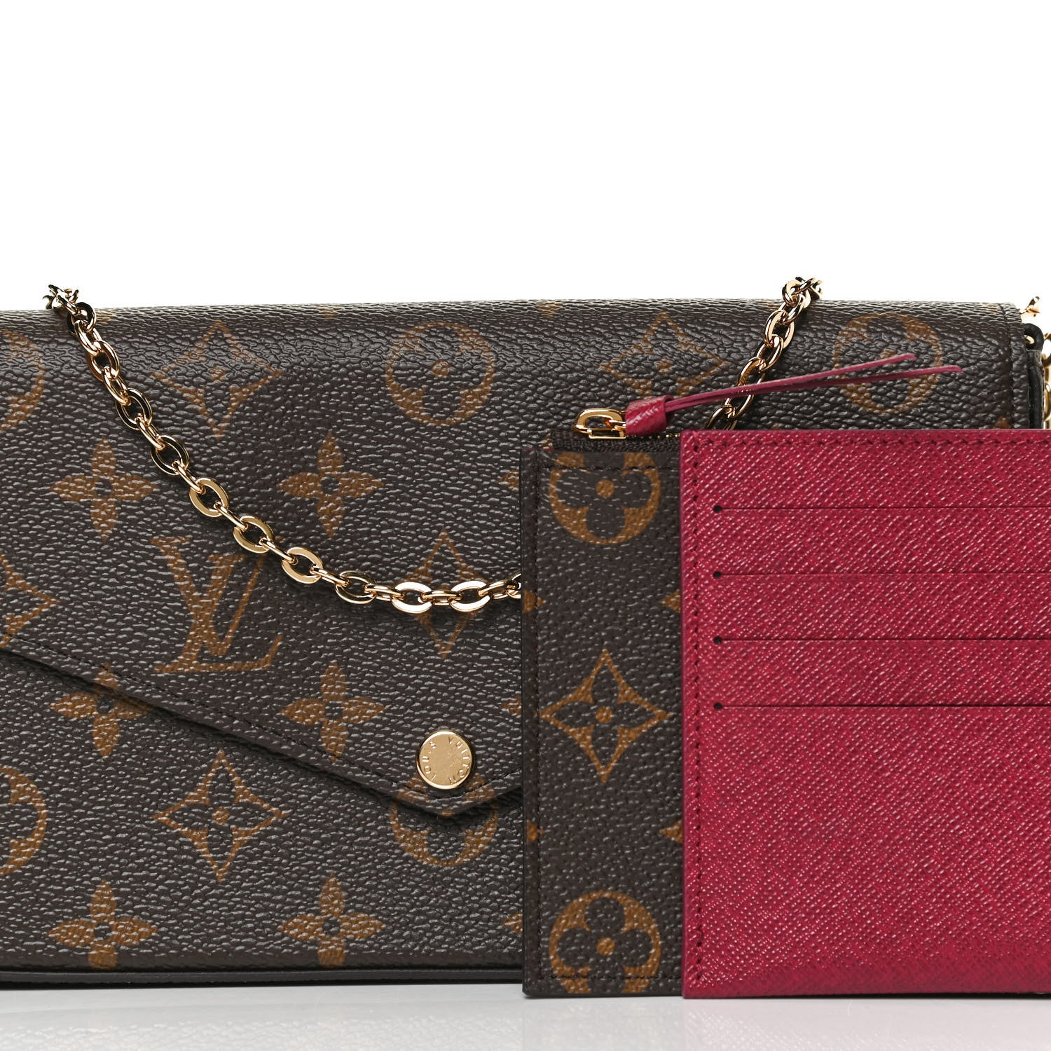 Louis Vuitton Monogram Pochette Felicie Chain Wallet Fuchsia 7 of 12
