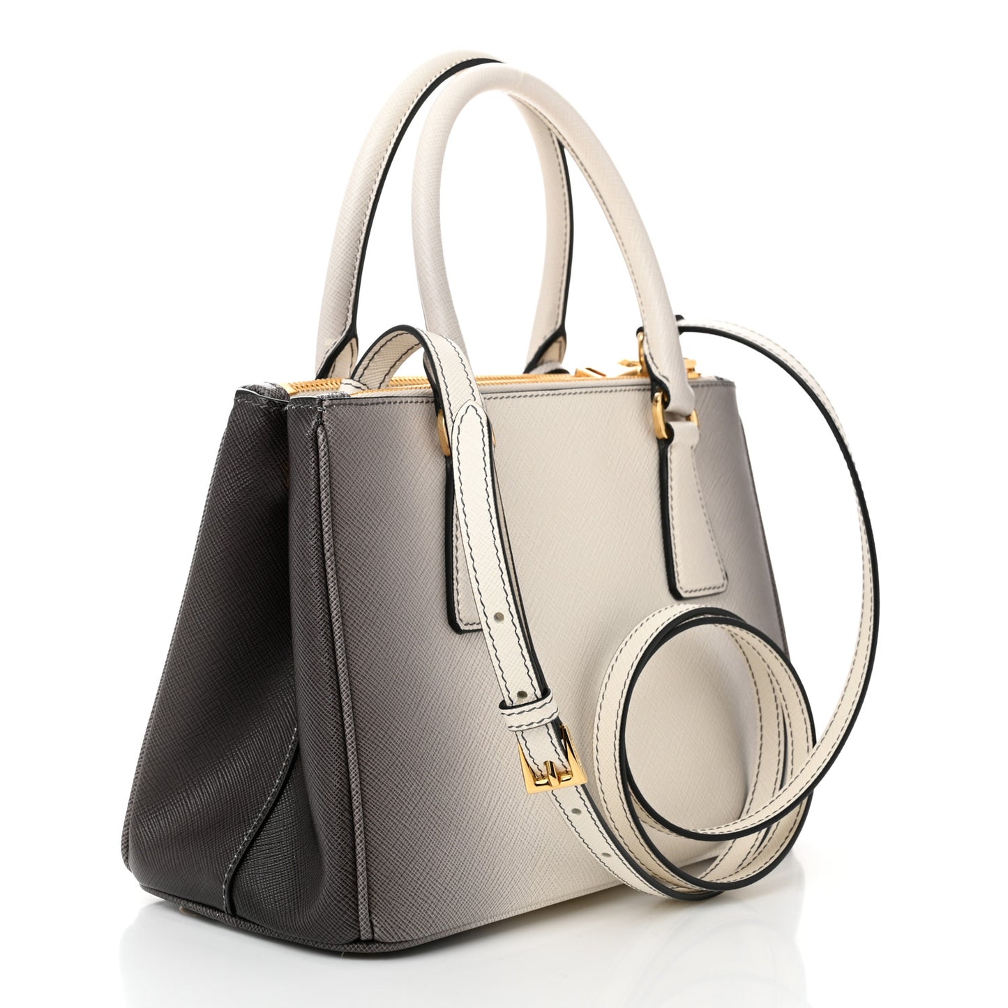 Saffiano Lux Ombre Small Galleria Double Zip Tote Gradient White