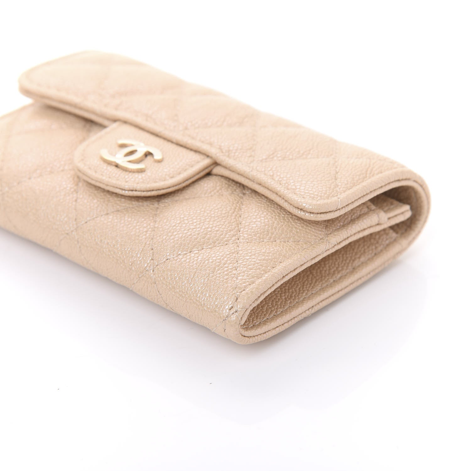 Chanel Iridescent Caviar Quilted Flap Card Holder Beige 7 of 12