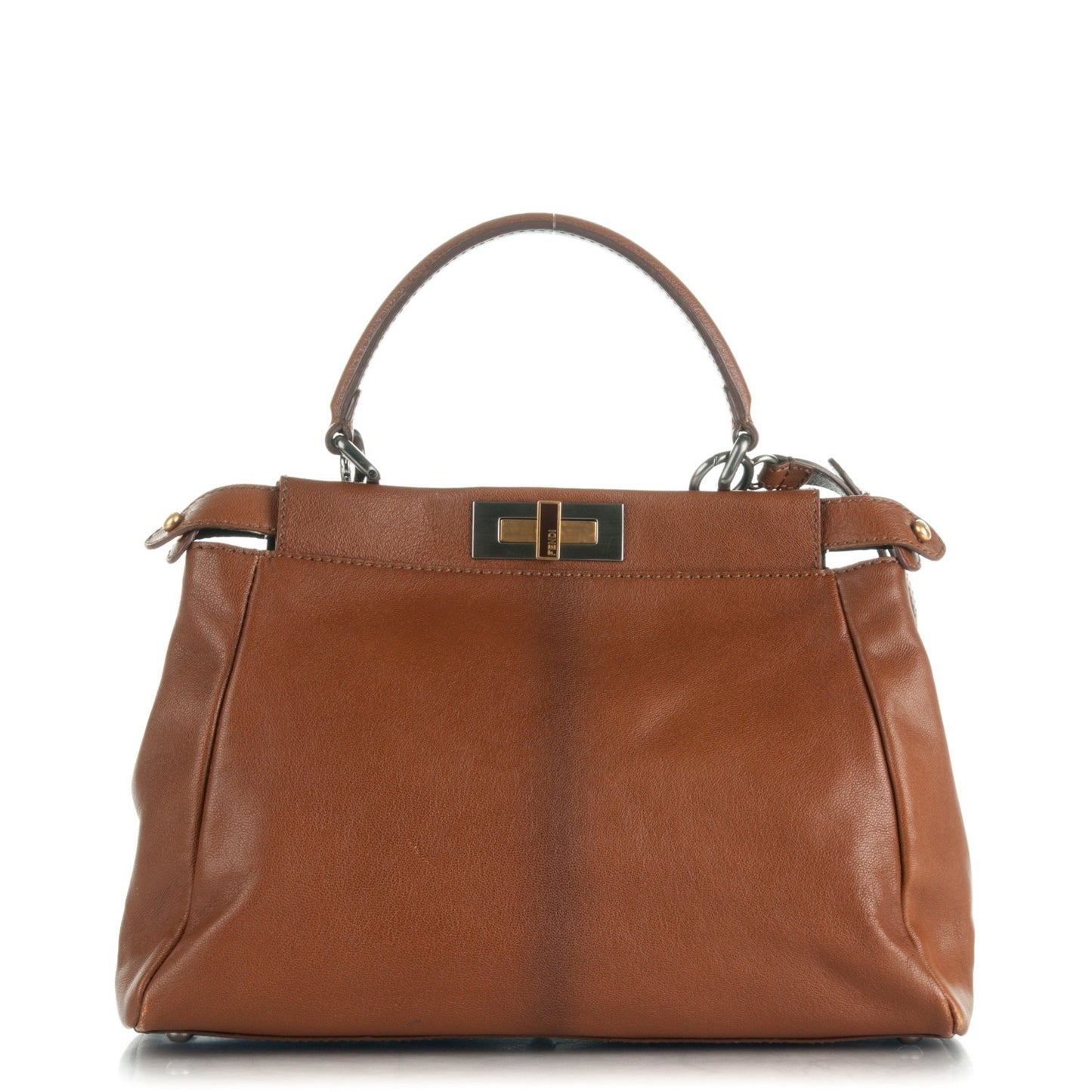 Goatskin Zucca Medium Peekaboo Iconic Satchel Cuoio Tobacco Moro