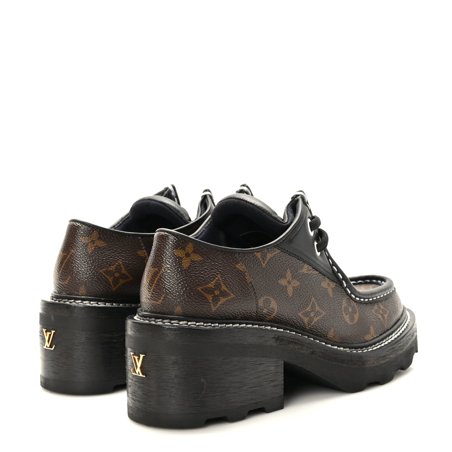 Louis Vuitton Monogram Calfskin Beaubourg Platform Derby Shoes 37 Brown 4 of 10
