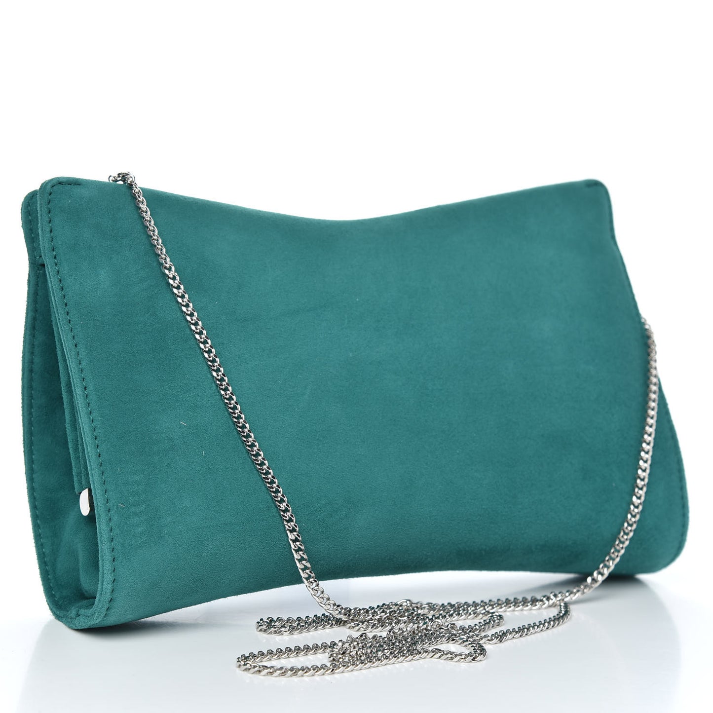 Suede Crystal Embellished Venus Clutch Emerald