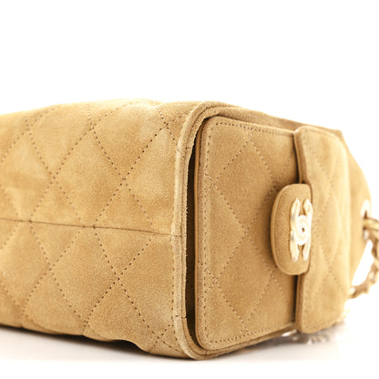 Chanel Suede Quilted Mini Chanel 25 Handbag Beige 10 of 11
