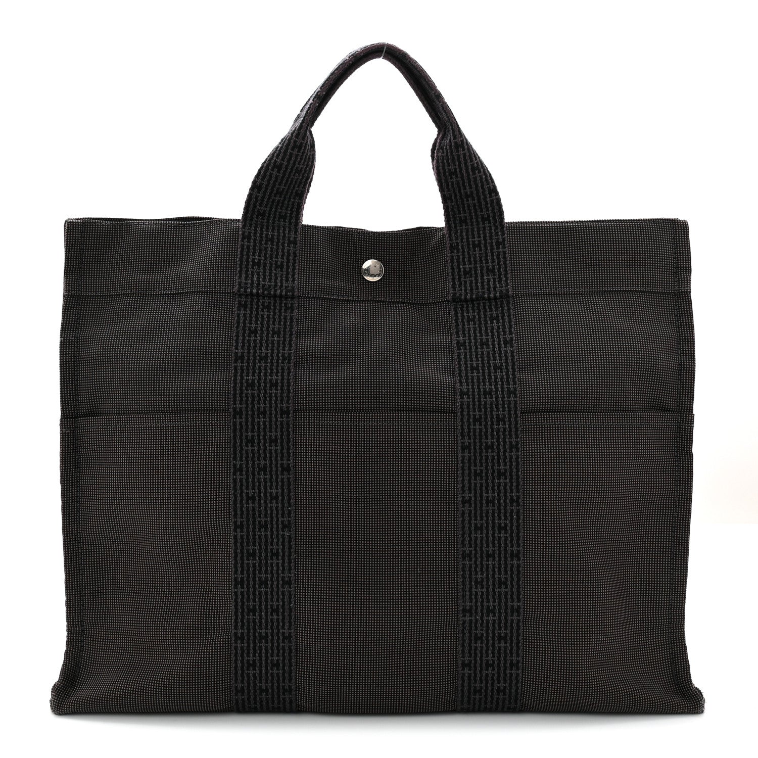 Hermes Canvas Herline MM Tote Grey 1 of 9