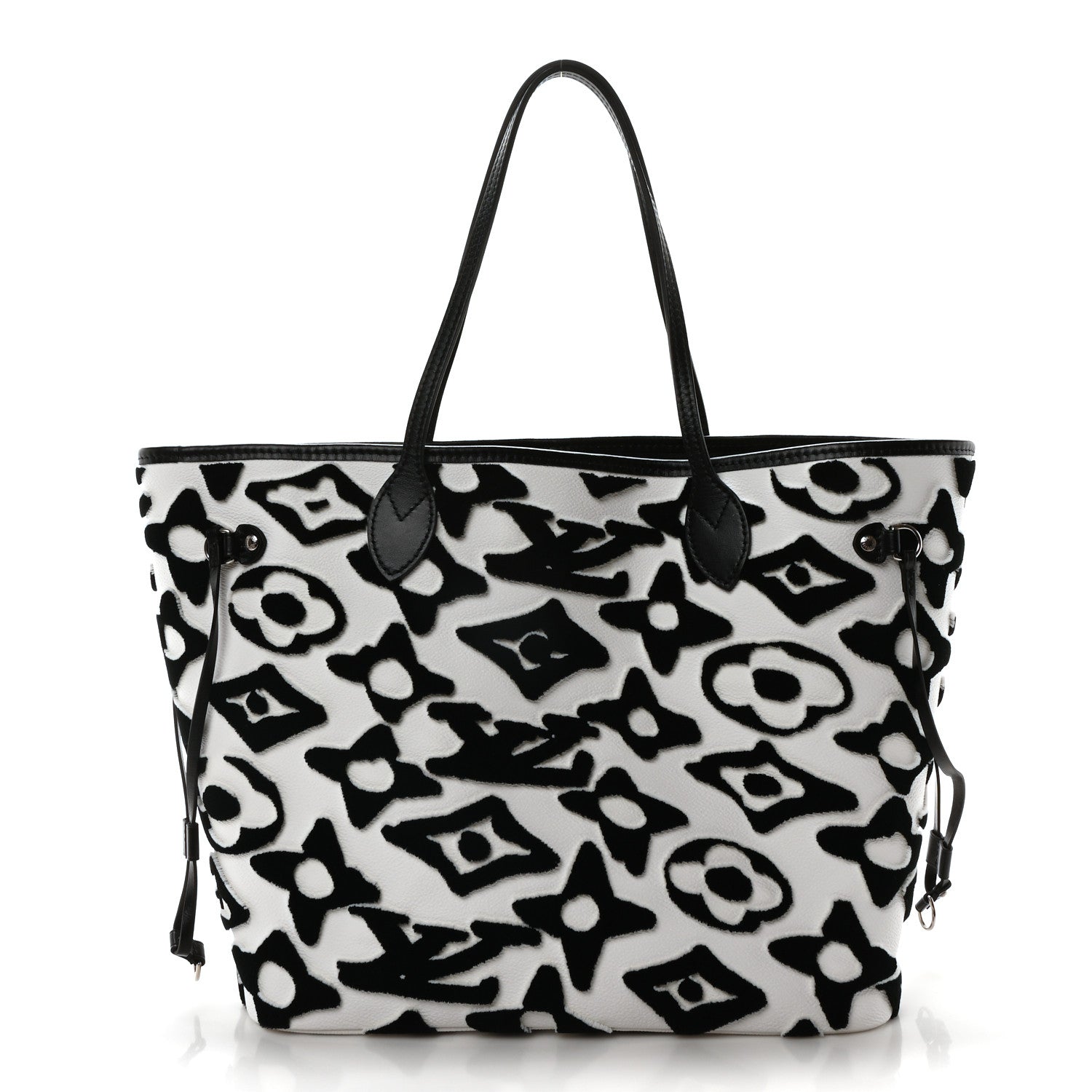 Louis Vuitton x UF Tufted Monogram Neverfull MM Black White – unique art fashion LV one-of-a-kind