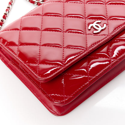 Chanel Patent Quilted Wallet On Chain WOC Red 10 of 12