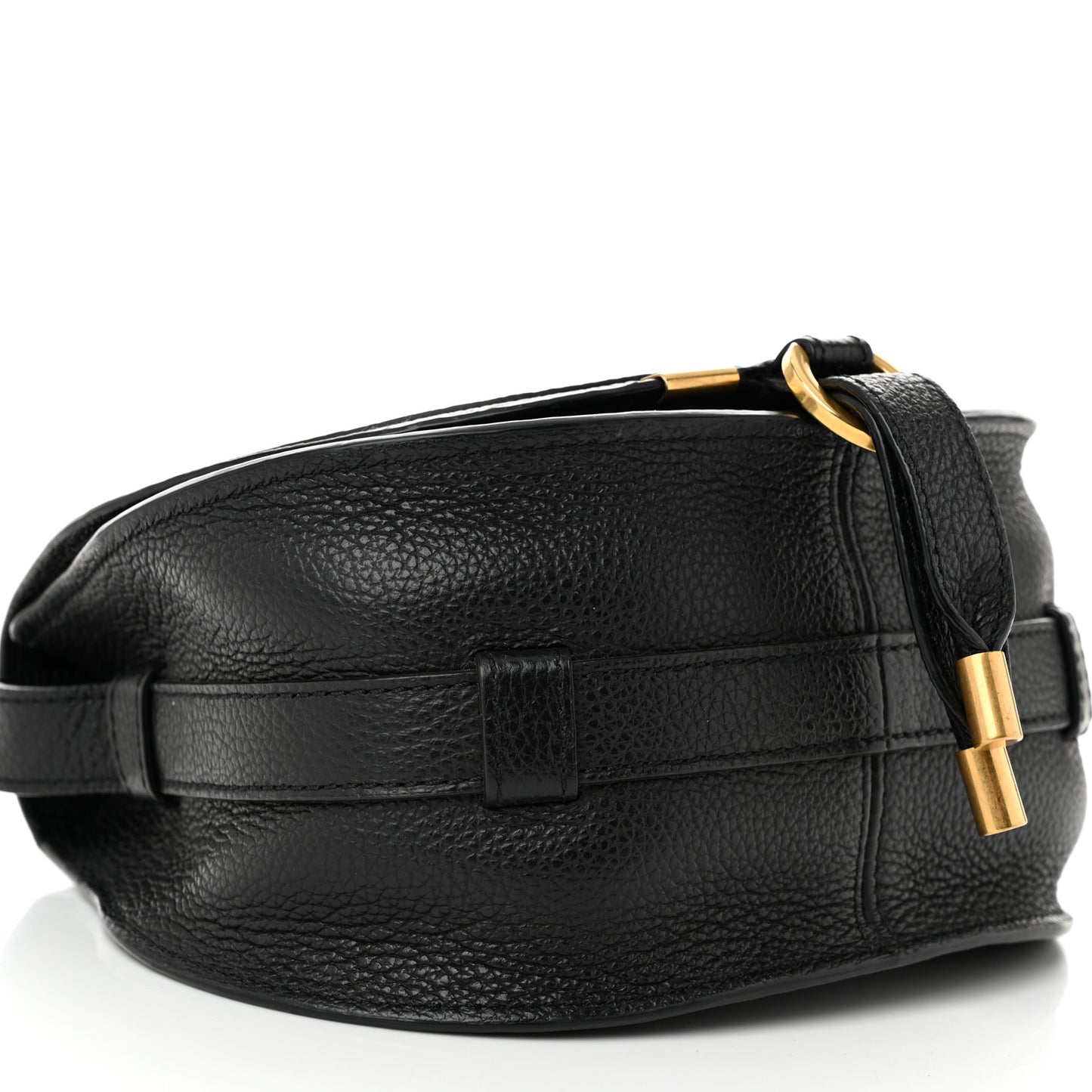 Grained Calfskin Small Marcie Saddle Bag Black