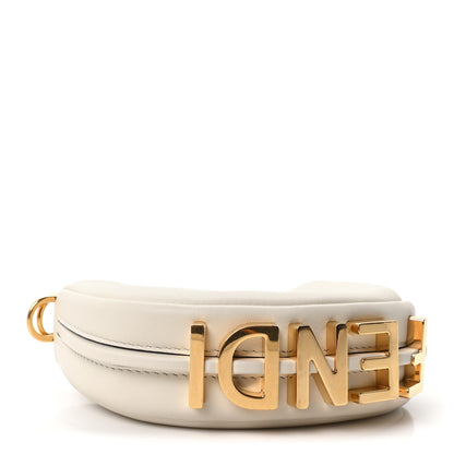 Fendi Vitello Grace Matte Nano Fendigraphy Hobo Charm White Ice 4 of 10