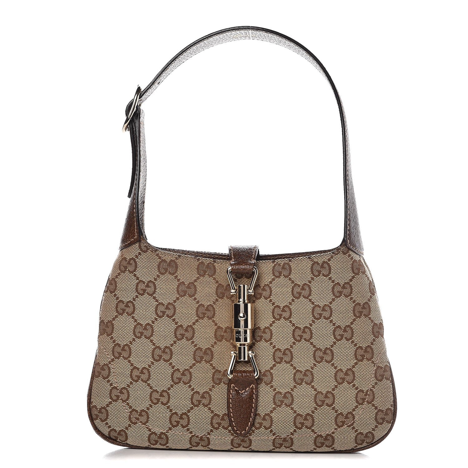 Gucci Monogram Web Small Piston Jackie O Hobo Brown 1 of 8