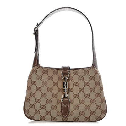 Gucci Monogram Web Small Piston Jackie O Hobo Brown 1 of 8