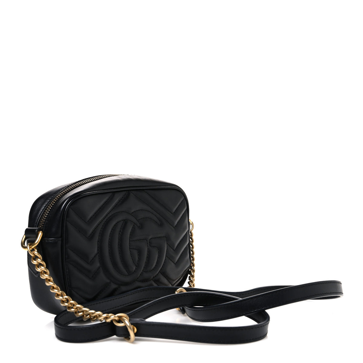 Calfskin Matelasse Mini GG Marmont Chain Shoulder Bag Black