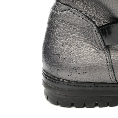 Chanel Metallic Grained Calfskin Patent Cap Toe Combat Short Boots 37.5 Dark Silver 14 of 15