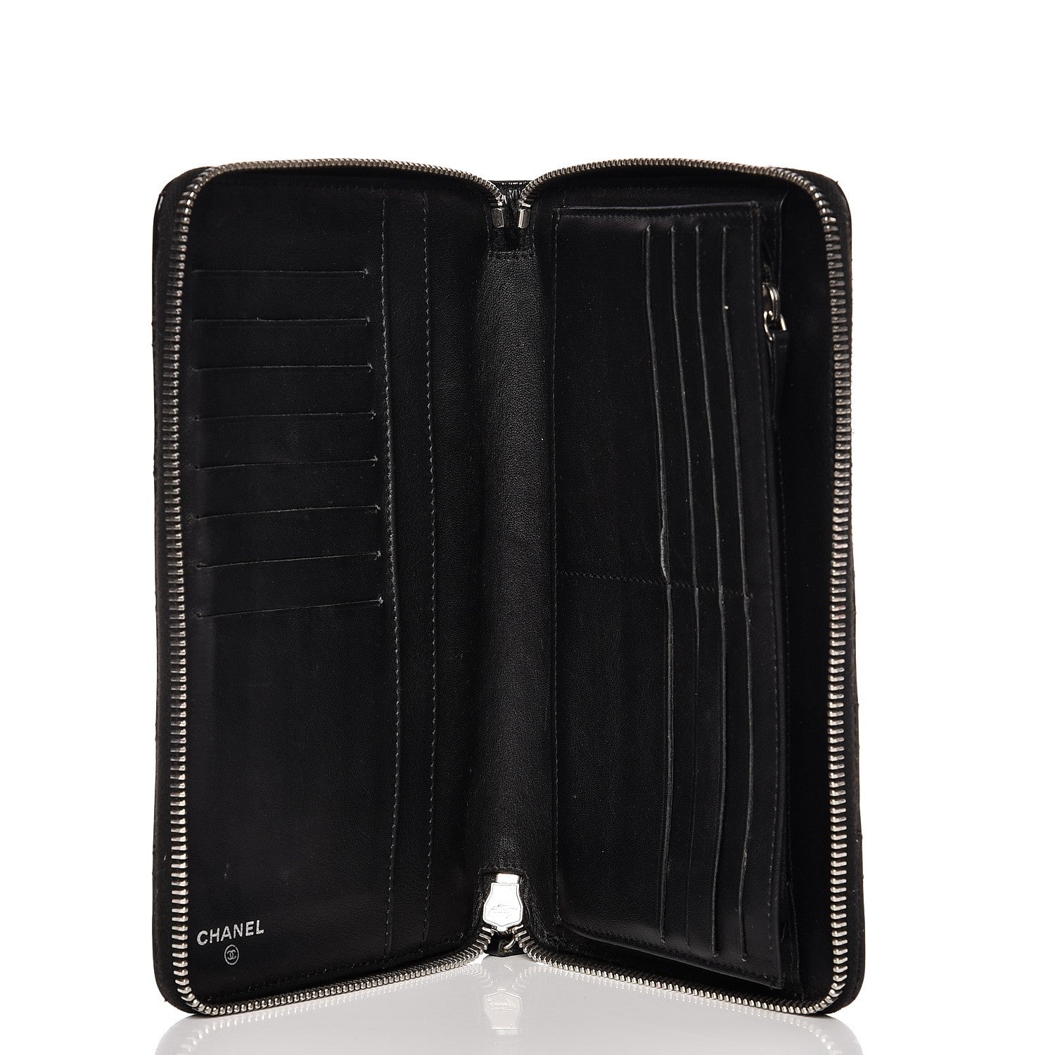 Chanel Patent Quilted Large Zip Around Organizer Wallet Black 5 of 12