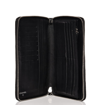 Chanel Patent Quilted Large Zip Around Organizer Wallet Black 5 of 12