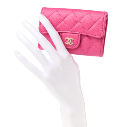 Chanel Caviar Quilted Flap Card Holder Wallet Dark Pink 2 of 9
