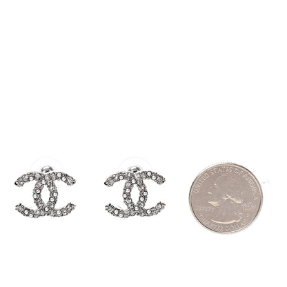 Chanel Crystal Pearl CC Earrings Silver 2 of 5
