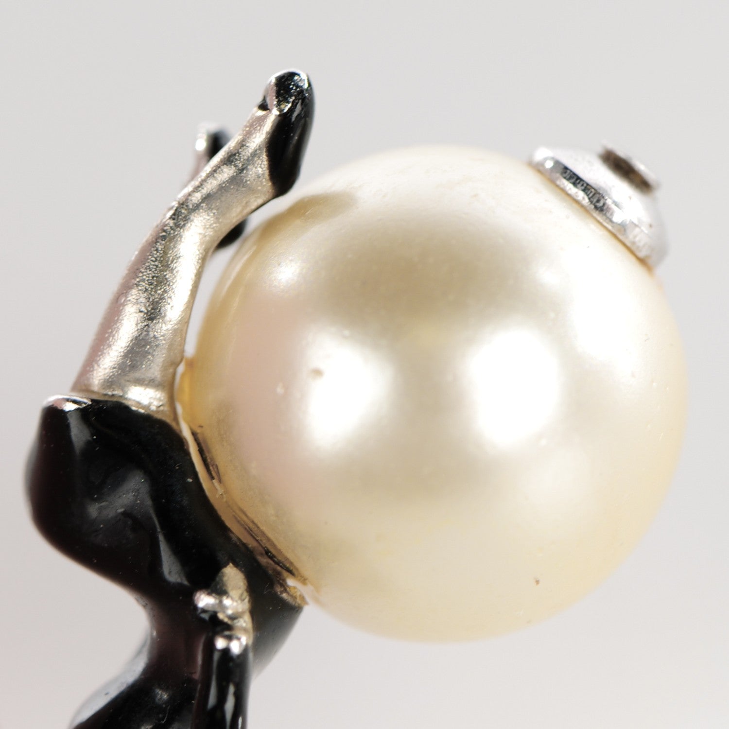 Chanel Enamel Pearl Coco Over The Moon Drop Earrings Black Silver 5 of 6