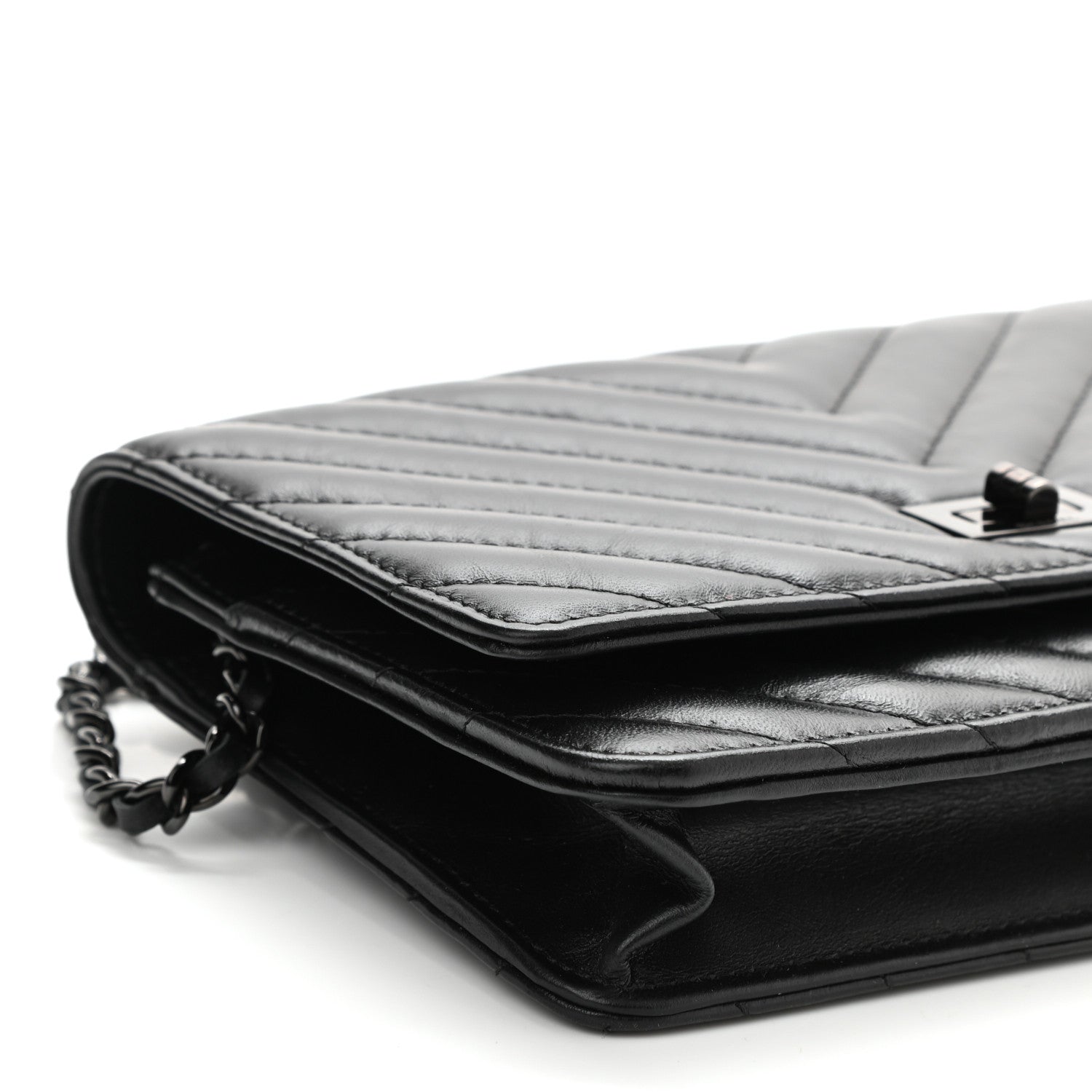 Chanel Chevron Reissue Wallet On Chain WOC So Black 10 of 12