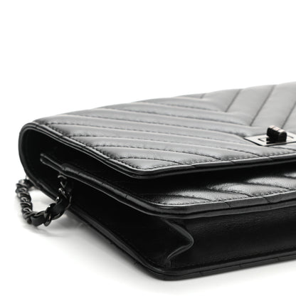 Chanel Chevron Reissue Wallet On Chain WOC So Black 10 of 12