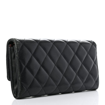 Chanel Lambskin Quilted Large Gusset Flap Wallet Black 3 of 9