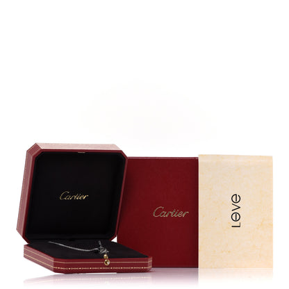 Cartier 18K White Gold Ceramic Diamond Three Ring LOVE Necklace 6 of 6