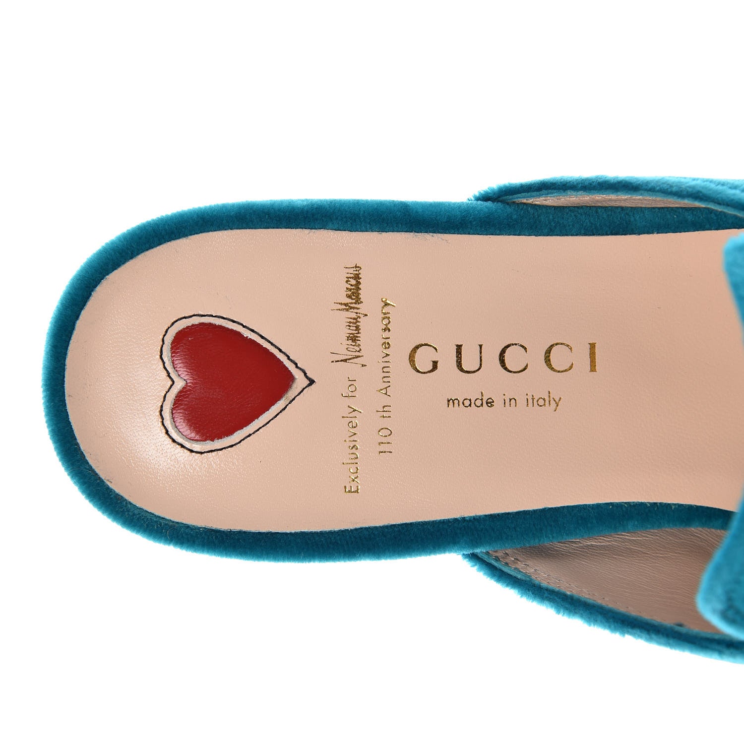 Gucci Velvet Floral Embroidered Womens Princetown Slippers 35.5 Pavone 6 of 11
