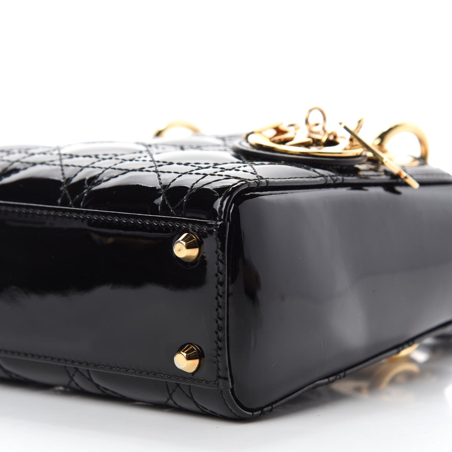 Patent Cannage Mini Lady Dior Black