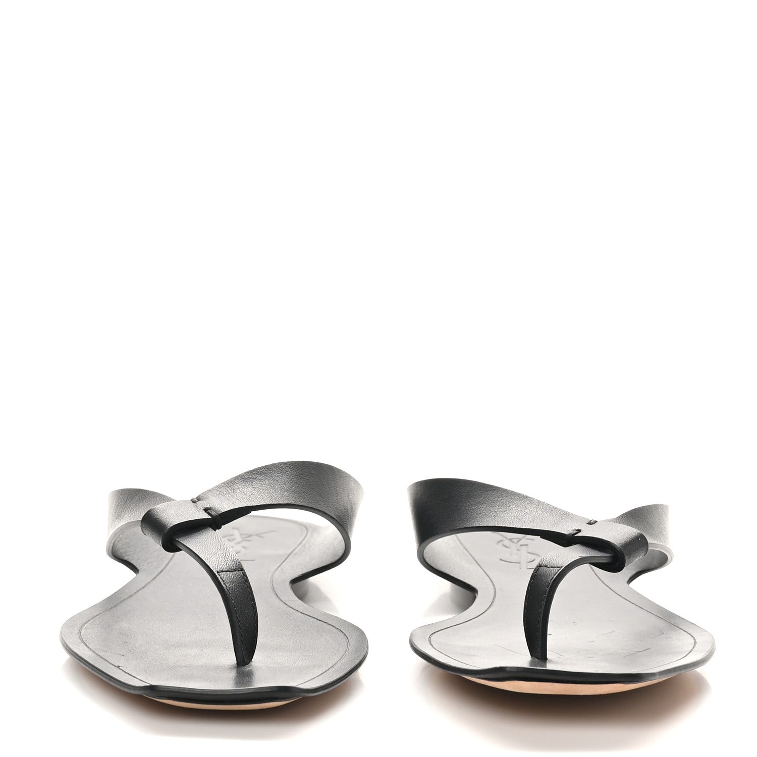 Saint Laurent Calfskin Tower 05 Slide Sandals 37.5 Black 3 of 10