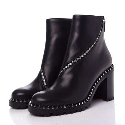 Christian Louboutin Calfskin Spikes Birgitta Lug 70 Zip Around Ankle Boots 40 Black 3 of 10