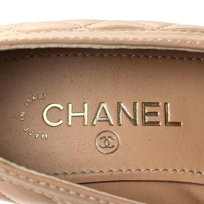 Chanel Lambskin Quilted CC Heart Loafers 39 Beige 9 of 10