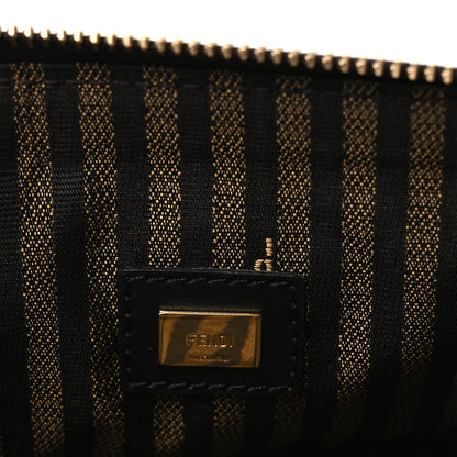 Fendi X SARAH COLEMAN Fabric Jacquard Vitello King FF Vertigo Medium Flat Pouch Tobacco Moro Black 6 of 9