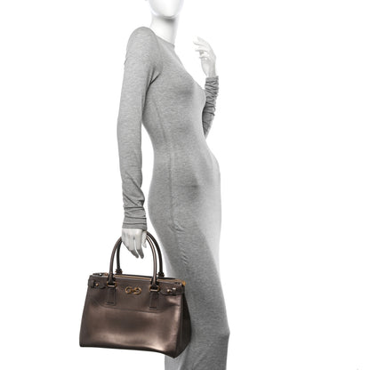Salvatore Ferragamo Metallic Printed Calfskin Beky Tote Bronze 2 of 15