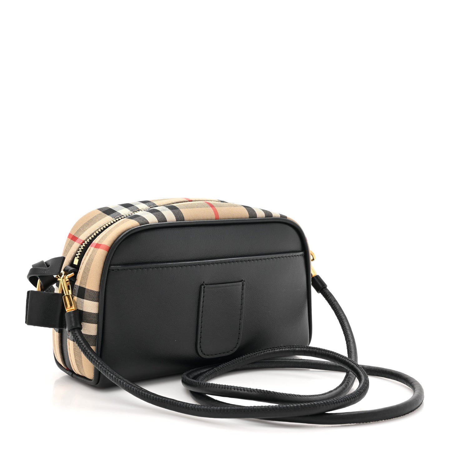 Calfskin Vintage Check Half Cube Crossbody Bag Black