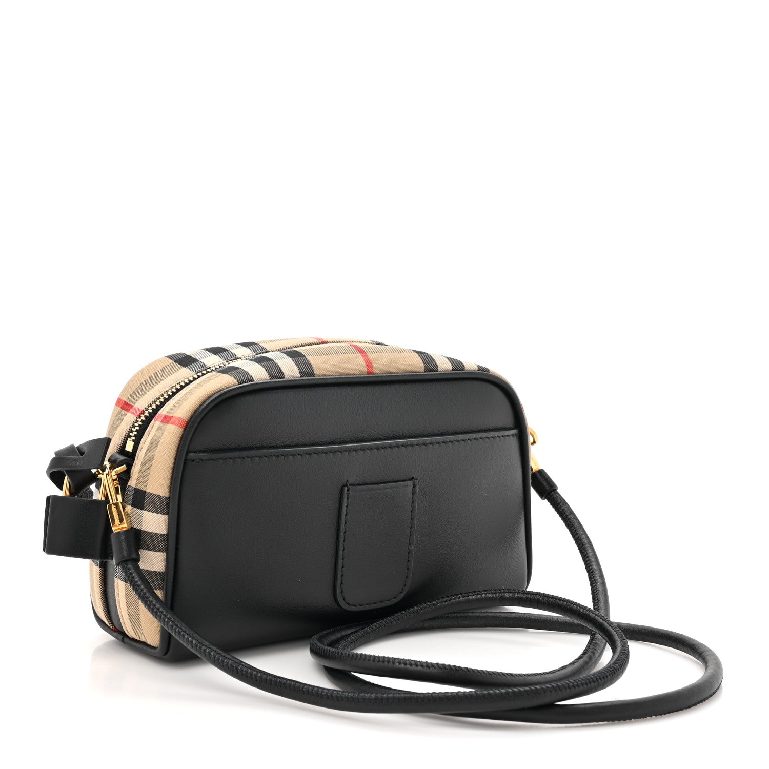 Burberry Calfskin Vintage Check Half Cube Crossbody Bag Black 4 of 10