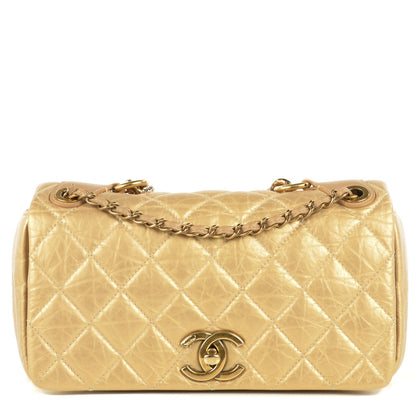Chanel Calfskin Quilted Medium Pondichery Flap Gold 1 of 8