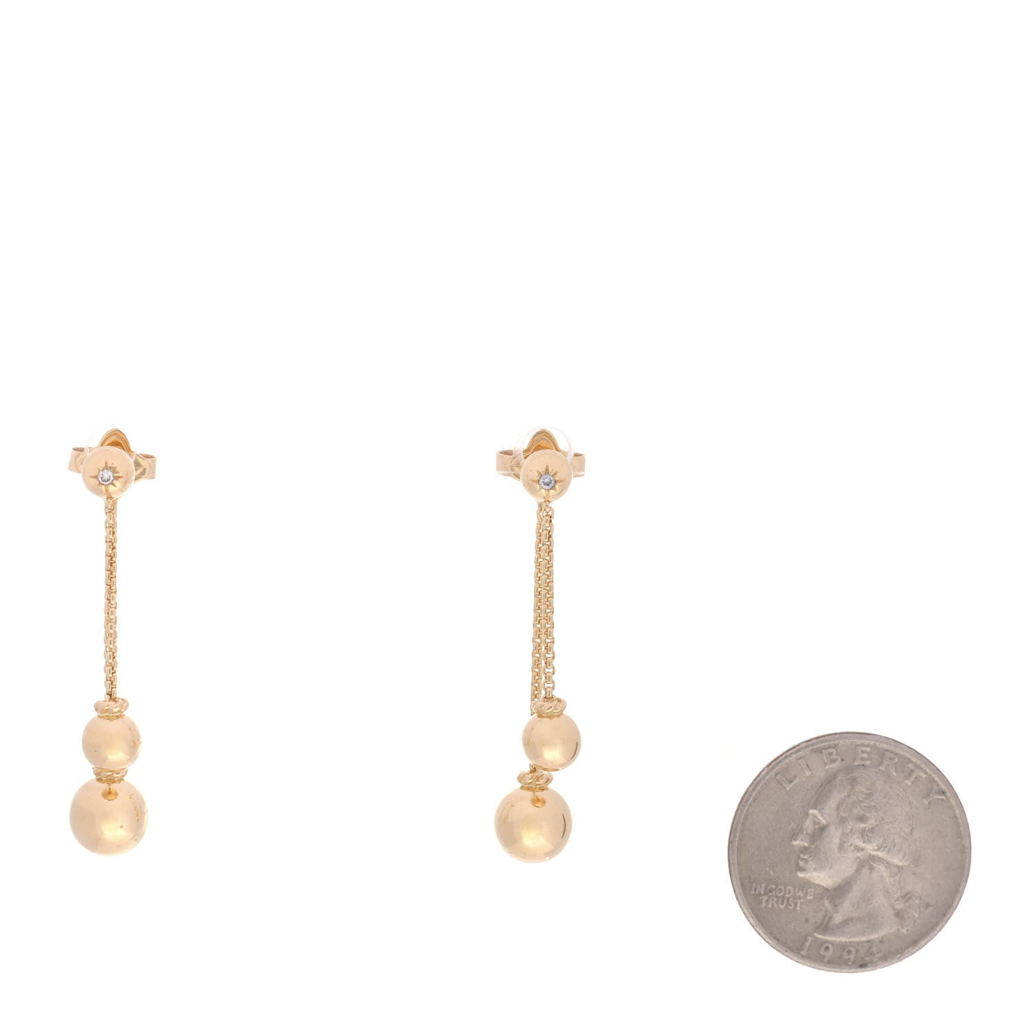 David Yurman 18K Yellow Gold Diamond Solari Chain Drop Earrings 2 of 5